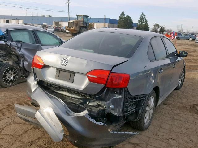 3VW2K7AJ8CM393571 - 2012 VOLKSWAGEN JETTA BASE GRAY photo 4