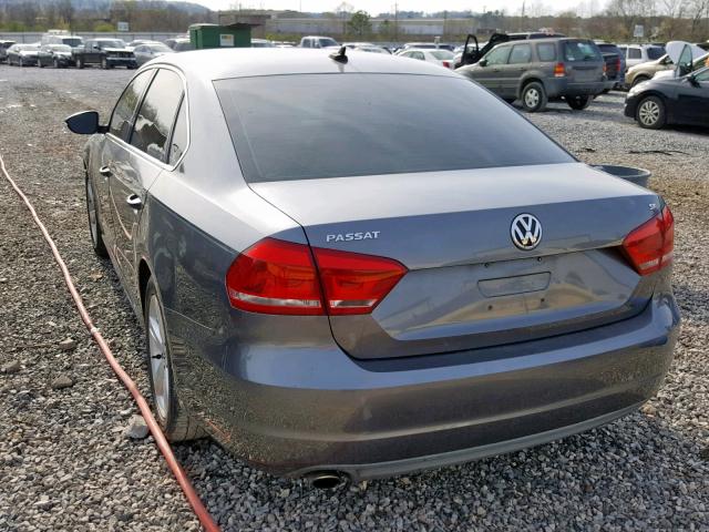 1VWBP7A32CC042465 - 2012 VOLKSWAGEN PASSAT SE CHARCOAL photo 3