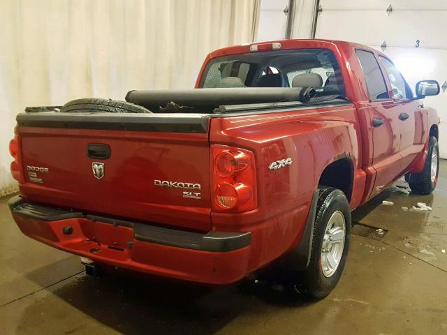 1D7HW38P99S808696 - 2009 DODGE DAKOTA SXT RED photo 4