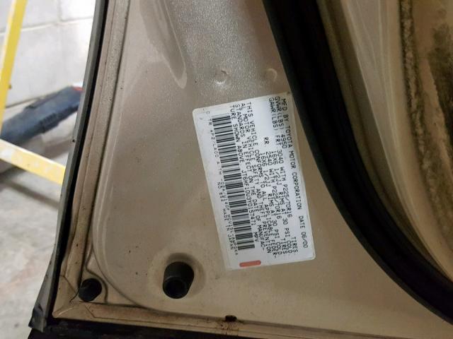 JT6HF10U3Y0157471 - 2000 LEXUS RX 300 GOLD photo 10