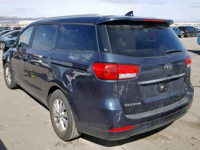 KNDMB5C15F6045387 - 2015 KIA SEDONA LX BLUE photo 3