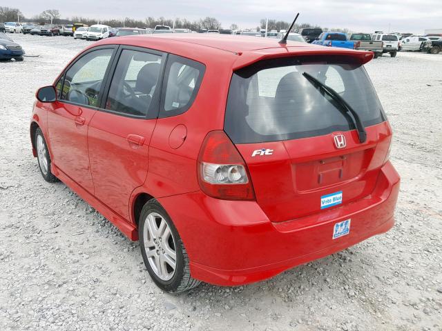 JHMGD38617S001197 - 2007 HONDA FIT S RED photo 3