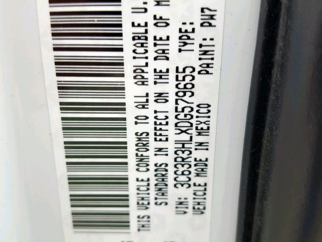 3C63R3HLXDG579655 - 2013 RAM 3500 SLT WHITE photo 10