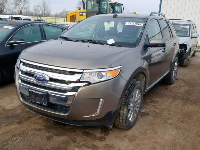 2FMDK3JC6EBA46004 - 2014 FORD EDGE SEL GREEN photo 2