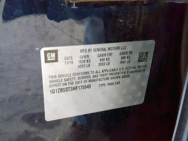 1G1ZB5ST3HF175849 - 2017 CHEVROLET MALIBU LS BLUE photo 10