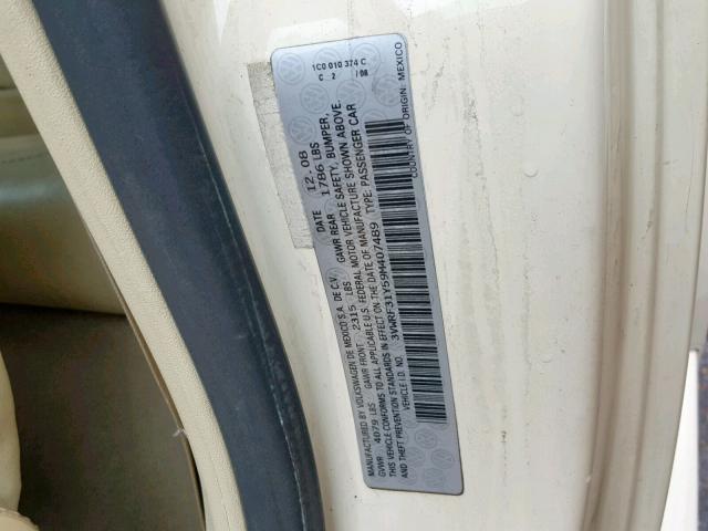 3VWRF31Y59M407489 - 2009 VOLKSWAGEN NEW BEETLE Creme Foto 10