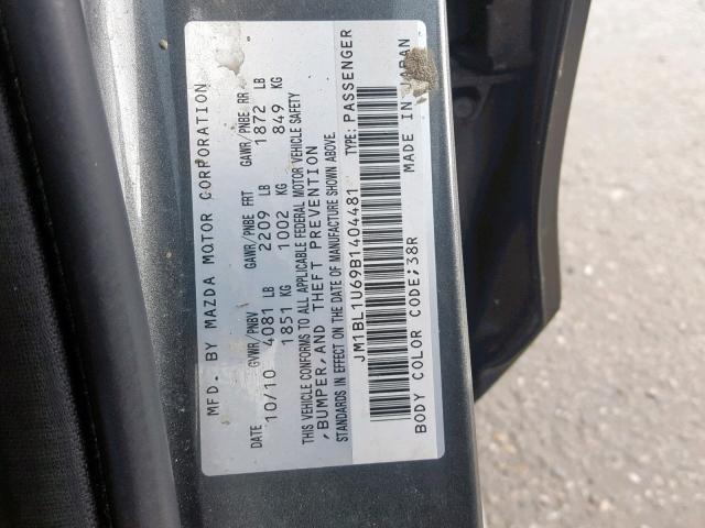 JM1BL1U69B1404481 - 2011 MAZDA 3 S GRAY photo 10