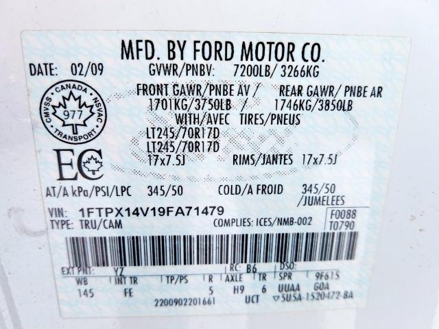 1FTPX14V19FA71479 - 2009 FORD F150 SUPER CAB  photo 10