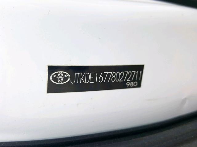 JTKDE167780272711 - 2008 TOYOTA SCION TC თეთრი ფოტო 10