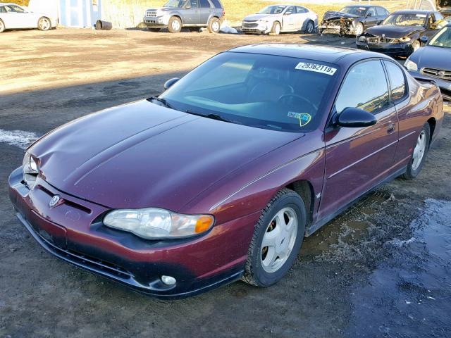 2G1WX15K219257084 - 2001 CHEVROLET MONTE CARL BURGUNDY photo 2