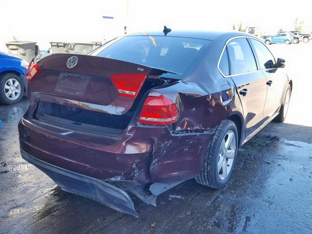 1VWBH7A30CC094335 - 2012 VOLKSWAGEN PASSAT SE MAROON photo 4