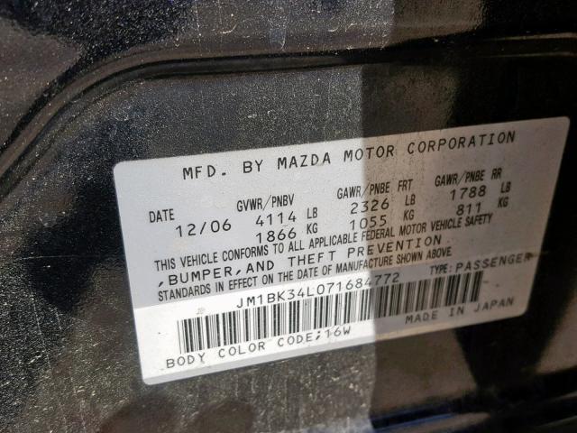 JM1BK34L071684772 - 2007 MAZDA SPEED 3 BLACK photo 10