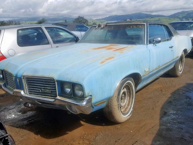 3J57H2Z135816 - 1972 OLDSMOBILE CUTLASS SU BLUE photo 2