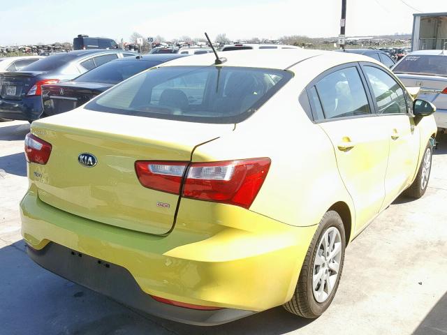 KNADM4A39G6535967 - 2016 KIA RIO LX YELLOW photo 4