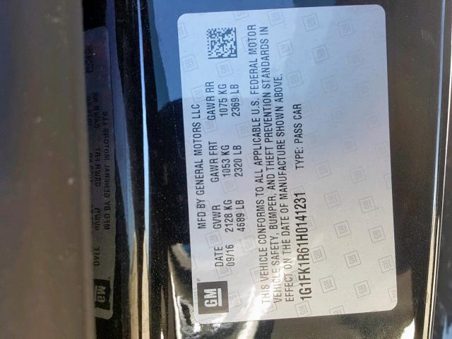 1G1FK1R61H0141231 - 2017 CHEVROLET CAMARO ZL1 黑色 照片 10