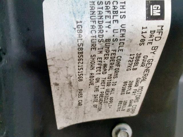 1GBAL5882151560 - 2006 SATURN ION LEVEL BLUE photo 10