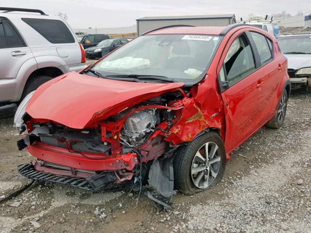 JTDKDTB36K1625411 - 2019 TOYOTA PRIUS C RED photo 2