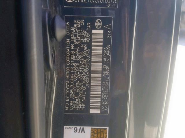 JTKDE167370160776 - 2007 TOYOTA SCION TC შავი ფოტო 10