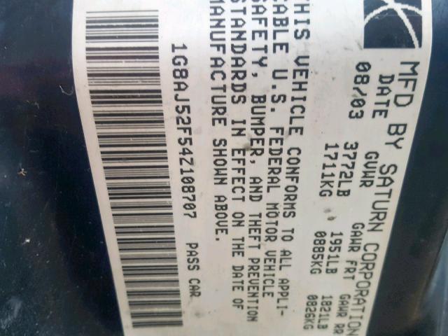 1G8AJ52F54Z108707 - 2004 SATURN ION LEVEL WHITE photo 10