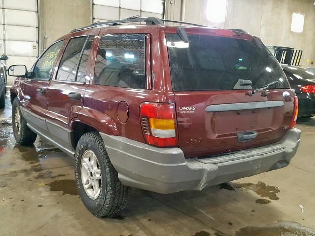 1J4GX48N22C203372 - 2002 JEEP GRAND CHER MAROON photo 3