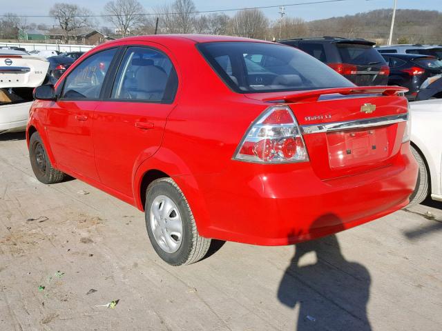 KL1TD56E69B623620 - 2009 CHEVROLET AVEO LS RED photo 3
