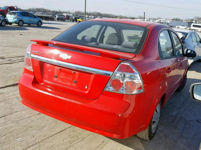 KL1TD56E69B623620 - 2009 CHEVROLET AVEO LS RED photo 4
