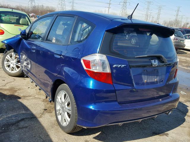 JHMGE8H58BC019149 - 2011 HONDA FIT SPORT BLUE photo 3