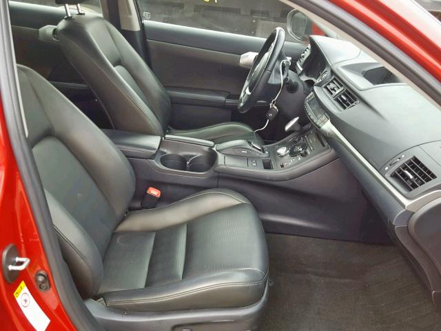 JTHKD5BH1D2167019 - 2013 LEXUS CT 200 RED photo 5