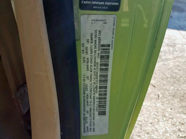 3VWBK31C45M413439 - 2005 VOLKSWAGEN NEW BEETLE Yaşıl foto 10