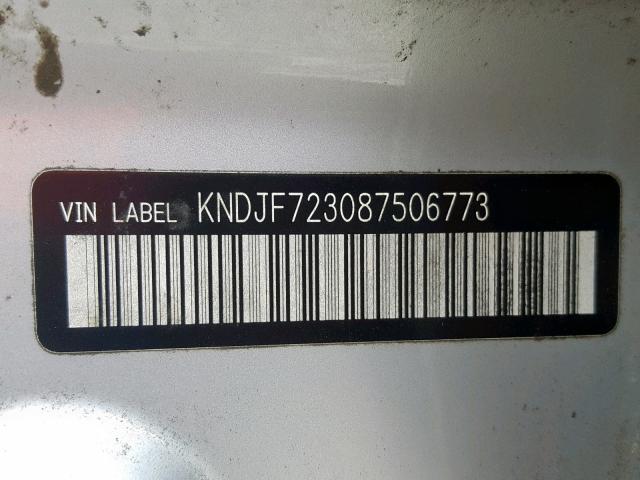 KNDJF723087506773 - 2008 KIA SPORTAGE E SILVER photo 10