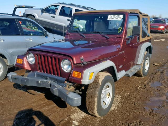 1J4FA29P02P757908 - 2002 JEEP WRANGLER / MAROON photo 2