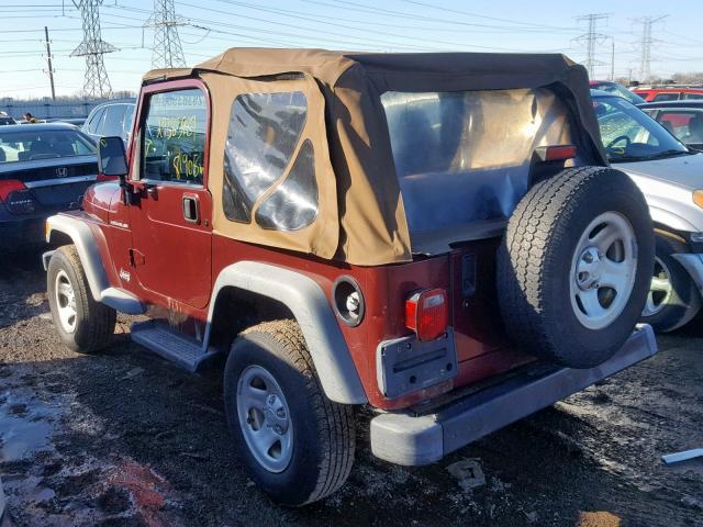 1J4FA29P02P757908 - 2002 JEEP WRANGLER / MAROON photo 3