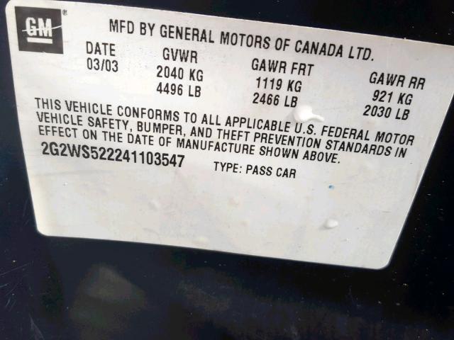 2G2WS522241103547 - 2004 PONTIAC GRAND PRIX 黑色 照片 10