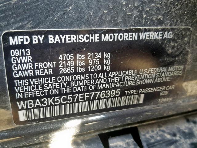 WBA3K5C57EF776395 - 2014 BMW 328 D GRAY photo 10