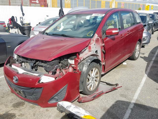 JM1CW2BL4D0151573 - 2013 MAZDA 5 RED photo 2