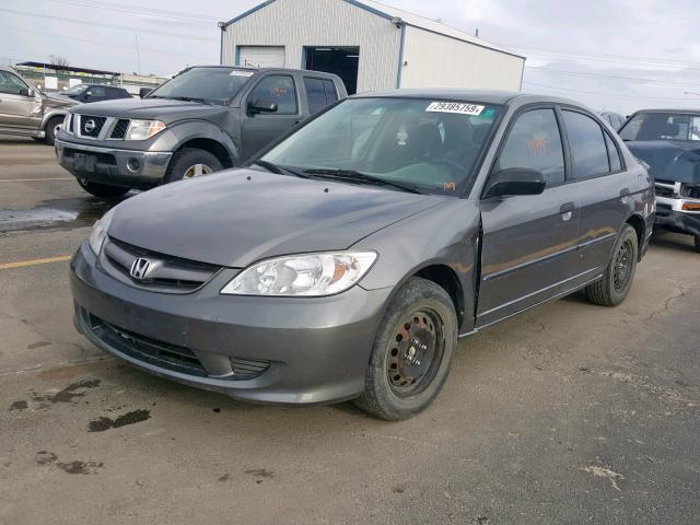 1HGES16355L009887 - 2005 HONDA CIVIC DX V GRAY photo 2