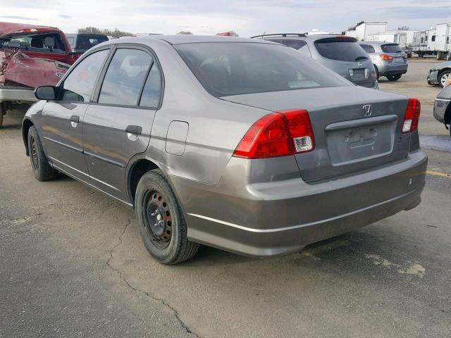 1HGES16355L009887 - 2005 HONDA CIVIC DX V GRAY photo 3