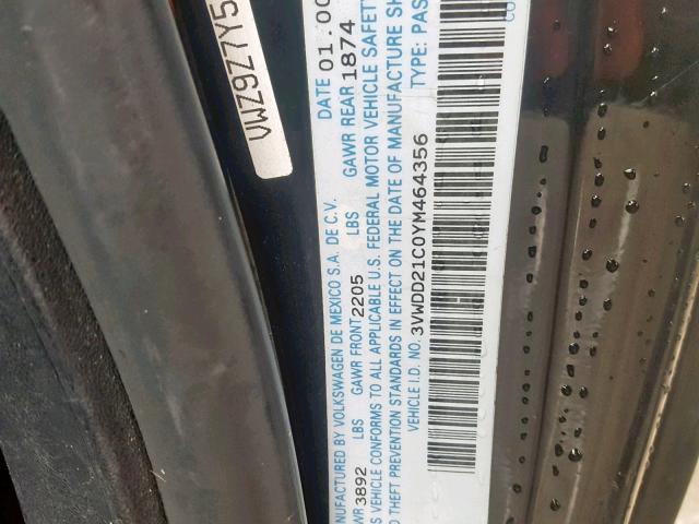 3VWDD21C0YM464356 - 2000 VOLKSWAGEN NEW BEETLE Schwarz Foto 10