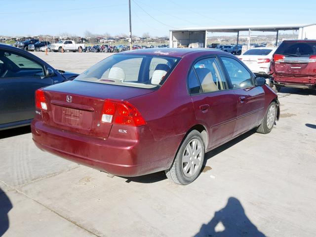 2HGES26723H523585 - 2003 HONDA CIVIC EX BURGUNDY photo 4