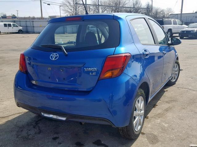 VNKKTUD34FA018166 - 2015 TOYOTA YARIS BLUE photo 4