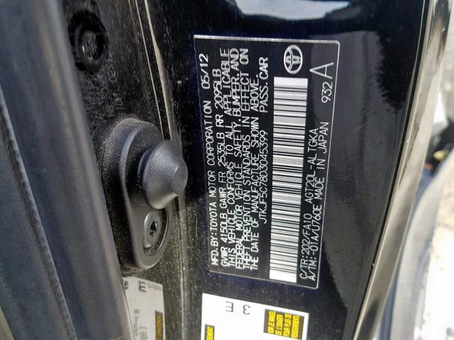 JTKJF5C78D3045399 - 2013 TOYOTA SCION TC 黑色 照片 10