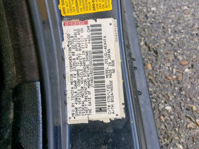 JTHBD182210002020 - 2001 LEXUS IS 300 BLACK photo 10