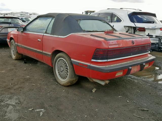 1C3XJ45A4KG251459 - 1989 CHRYSLER LEBARON RED photo 3