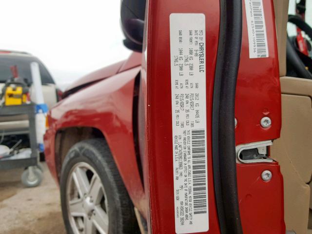 1J4FT47B39D139863 - 2009 JEEP COMPASS SP წითელი ფოტო 10