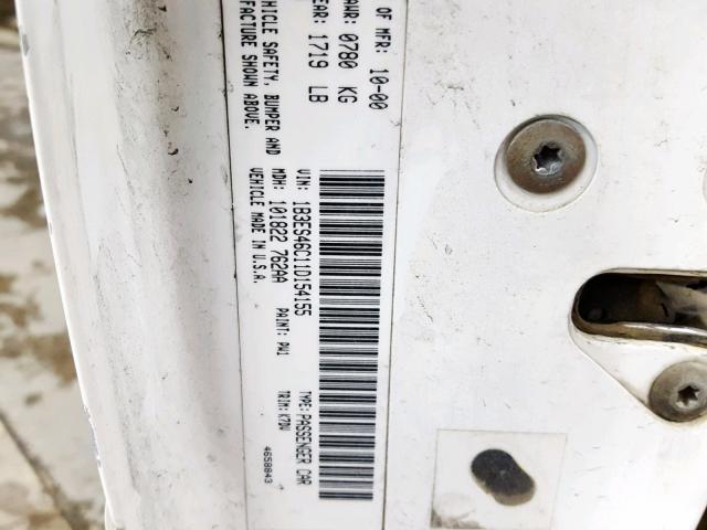 1B3ES46C11D154155 - 2001 DODGE NEON SE WHITE photo 10