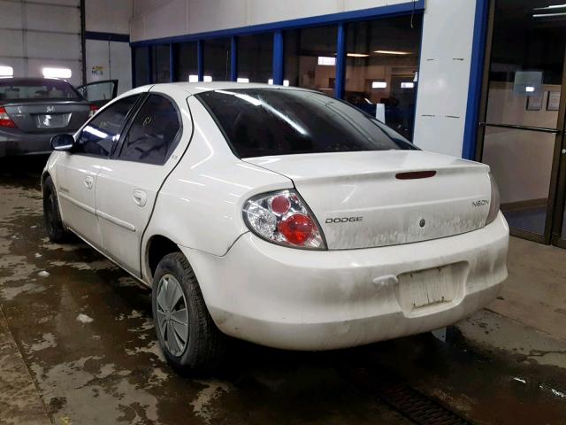 1B3ES46C11D154155 - 2001 DODGE NEON SE WHITE photo 3