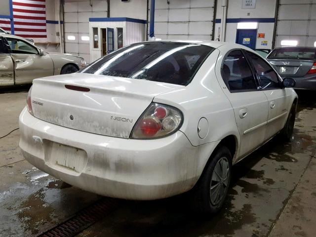 1B3ES46C11D154155 - 2001 DODGE NEON SE WHITE photo 4