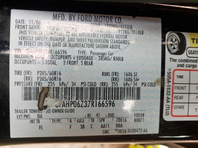 3FAHP06Z37R166596 - 2007 FORD FUSION S  photo 10