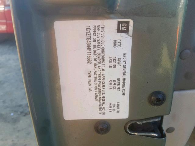 1G1ZT54844F115532 - 2004 CHEVROLET MALIBU LS GREEN photo 10