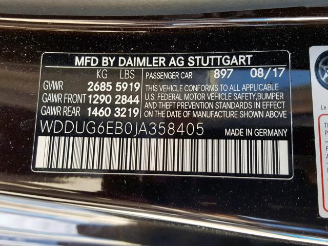 WDDUG6EB0JA358405 - 2018 MERCEDES-BENZ S 450 4MAT MAROON photo 10